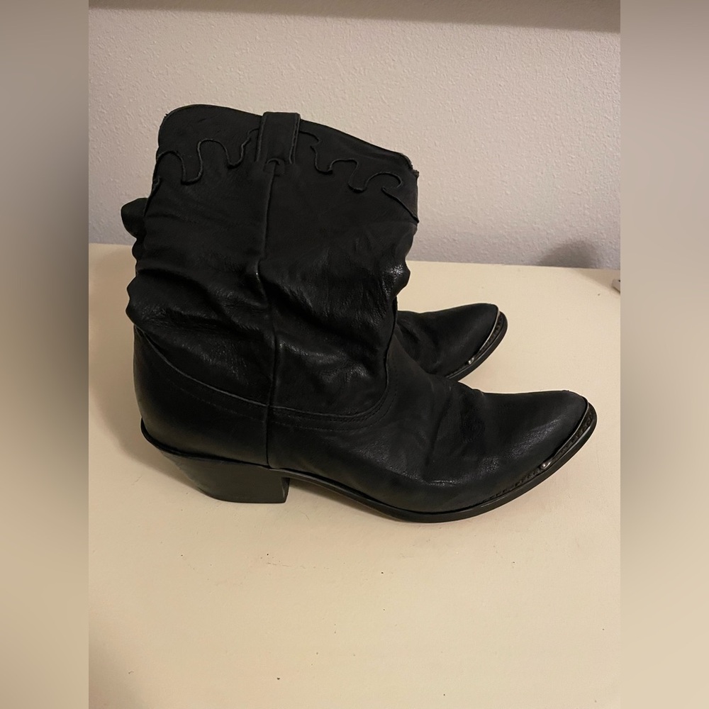 Durango cowboy Boots Women Sz7.5 Black Crush Slouch Western Pointed Toe Leather